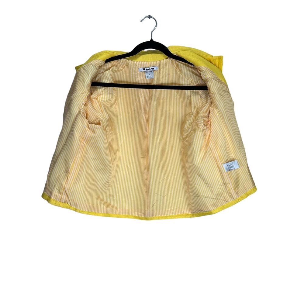 VTG 90s Nygard Collection Petites Women's Linen Blend Yellow Blazer Jacket sz 12 - Picture 3 of 6